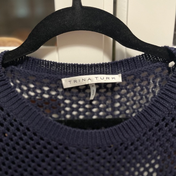 Trina Turk Navy Open Knit Pullover/Sweater - Picture 2 of 3